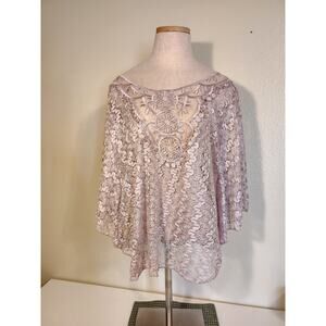 Lavish Women's Boho Pale Lavender Flowery Flowing Blouse with Balloon Sleeves